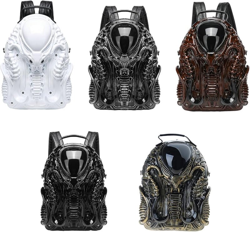 Predalien Women Xenomorph Halloween Novelty Travel Backpack Metallic Silver - Image 5